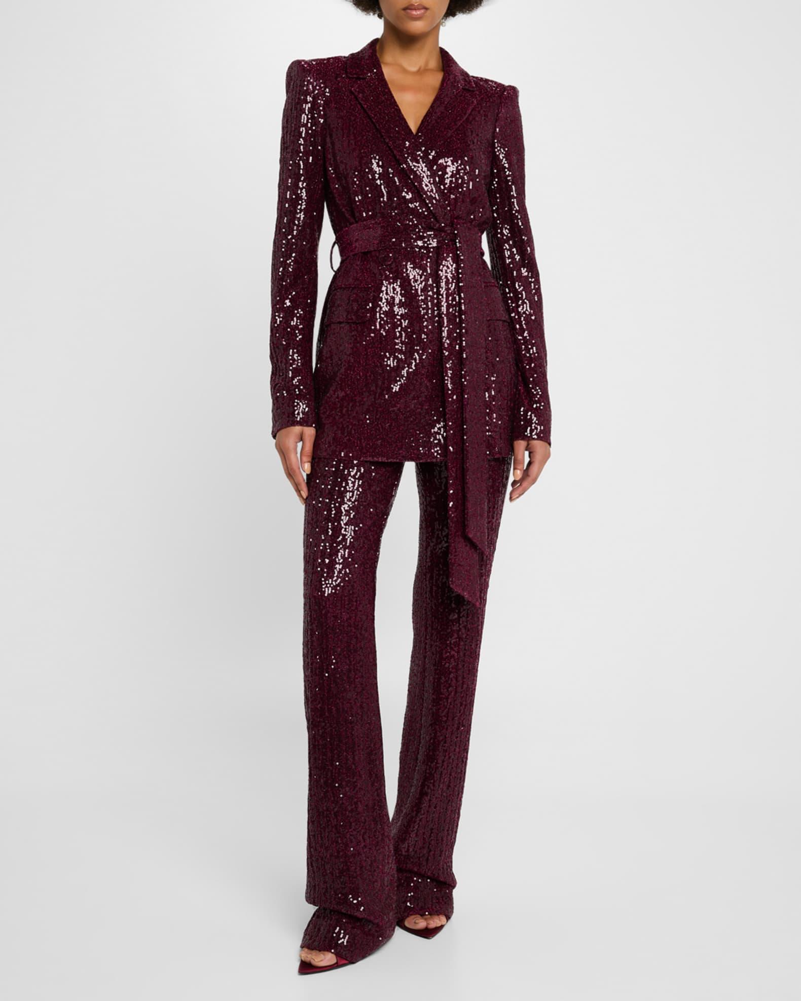 Straight-Leg Sequin Pants Product Image
