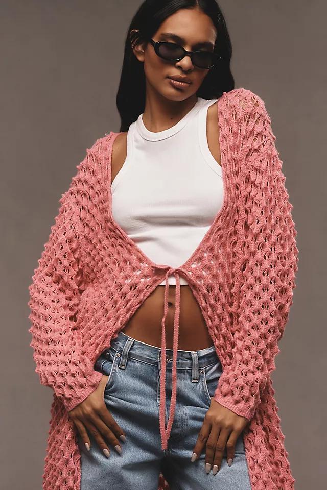 Maeve Long Front-Tie Popcorn Cardigan Product Image
