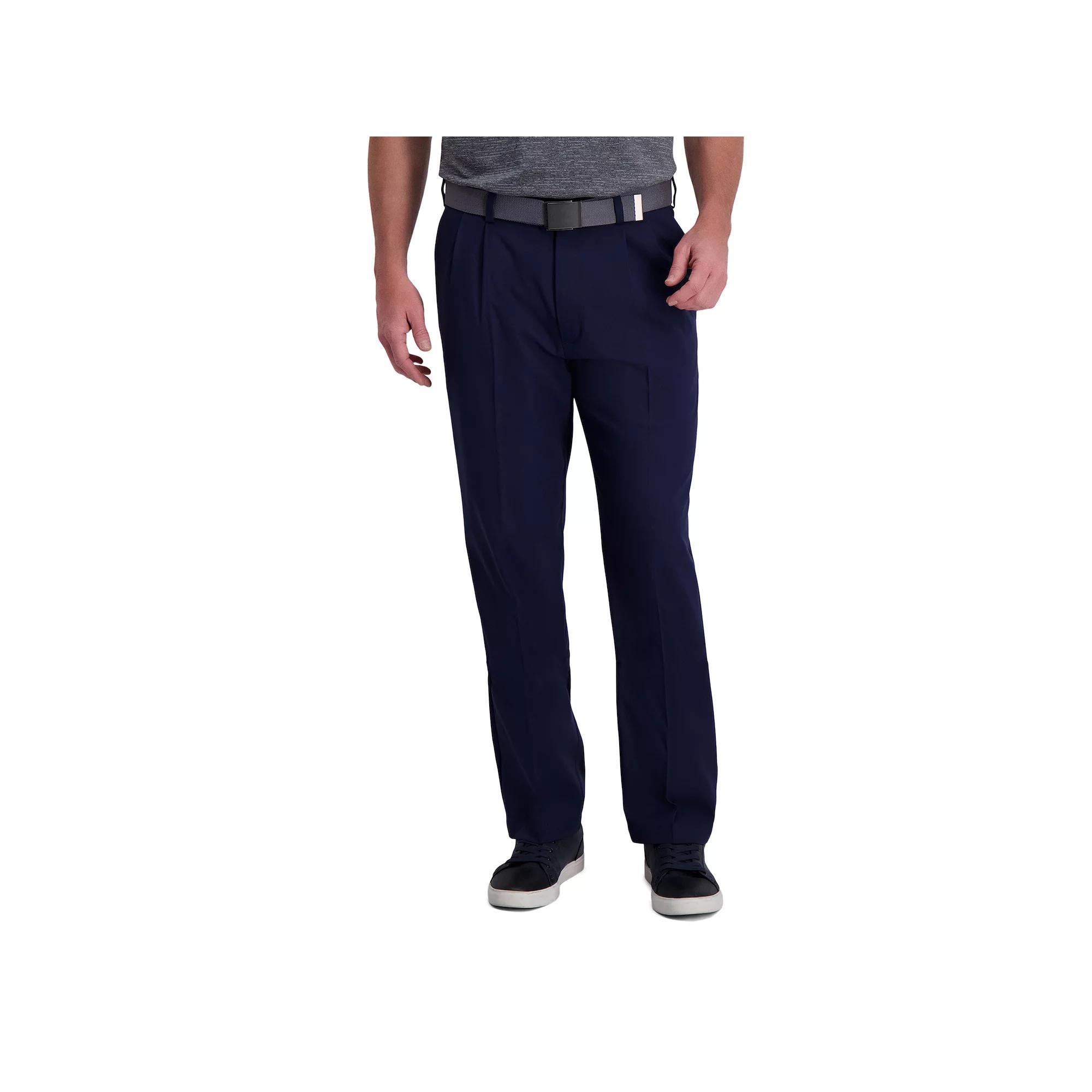 Men's Haggar® Cool Right® Performance Flex Classic-Fit Pleated Pants, Size: 44X29, Green Product Image