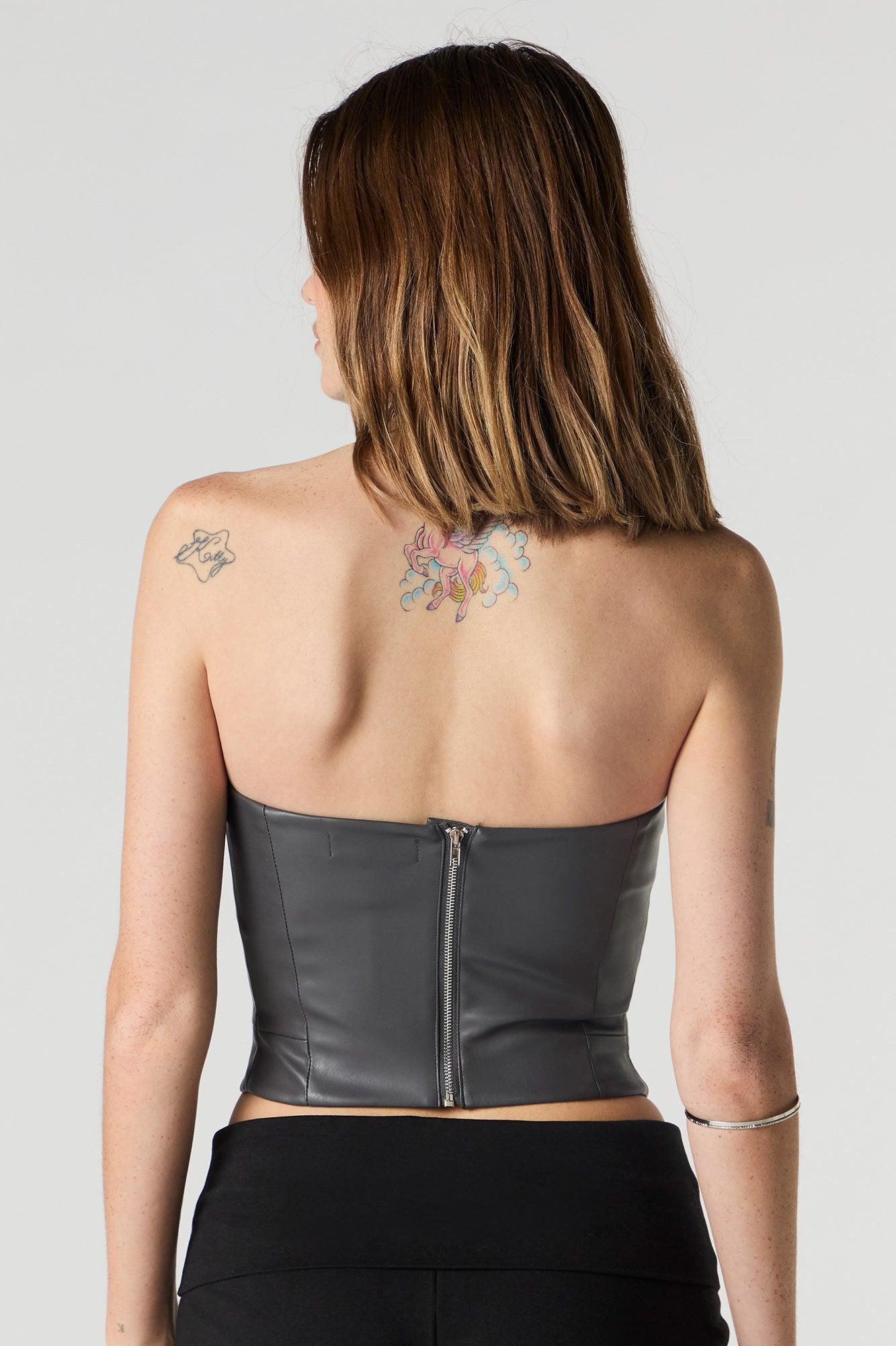 Faux Leather Strapless Corset Top Female Product Image