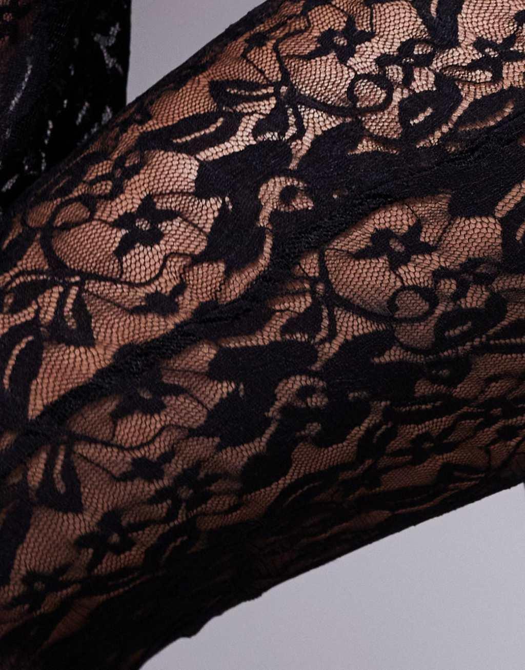 ASOS DESIGN lace fold over flare pants in black - part of a set Product Image