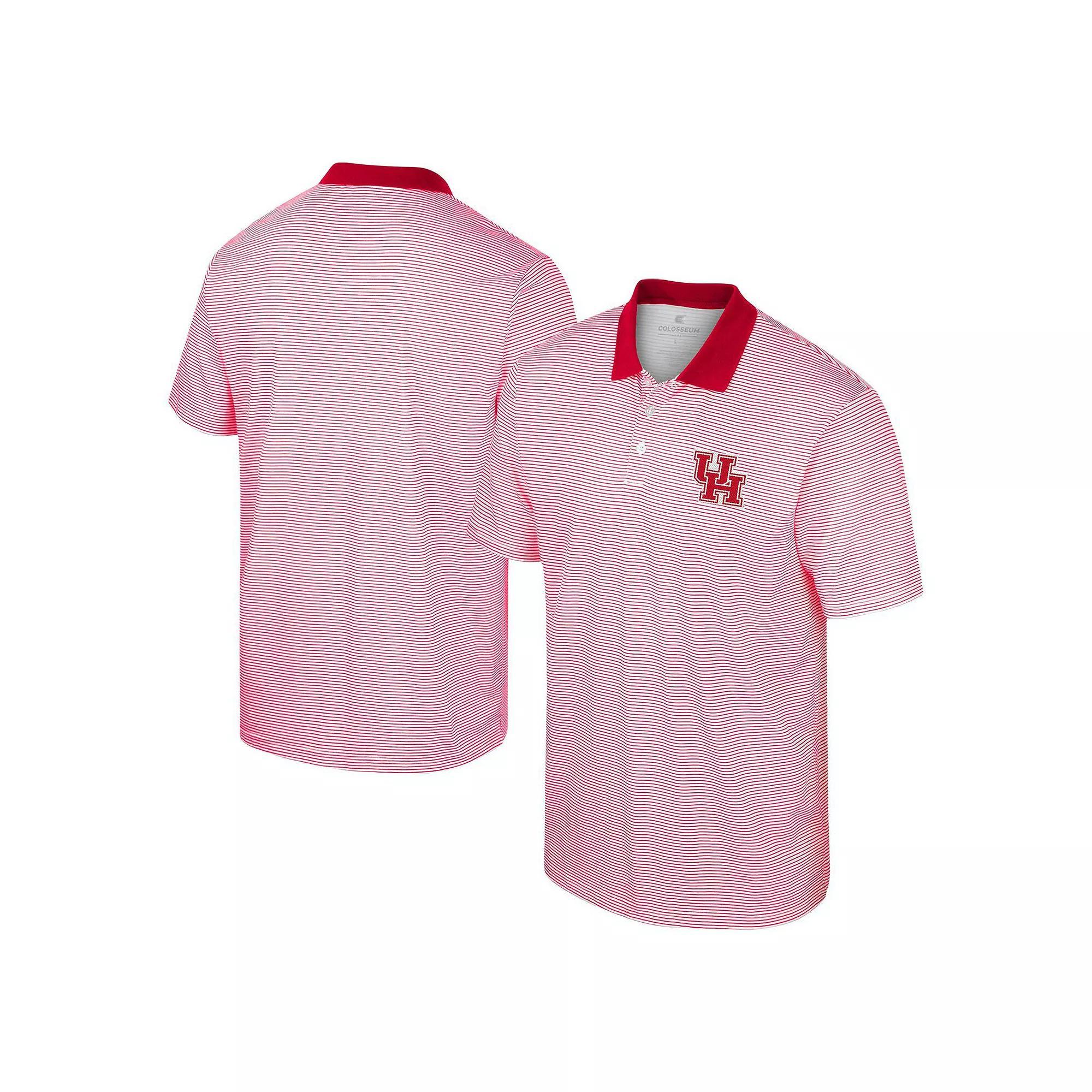 Men's Colosseum White Houston Cougars Print Stripe Polo, Size: 2XL, Hou White Product Image