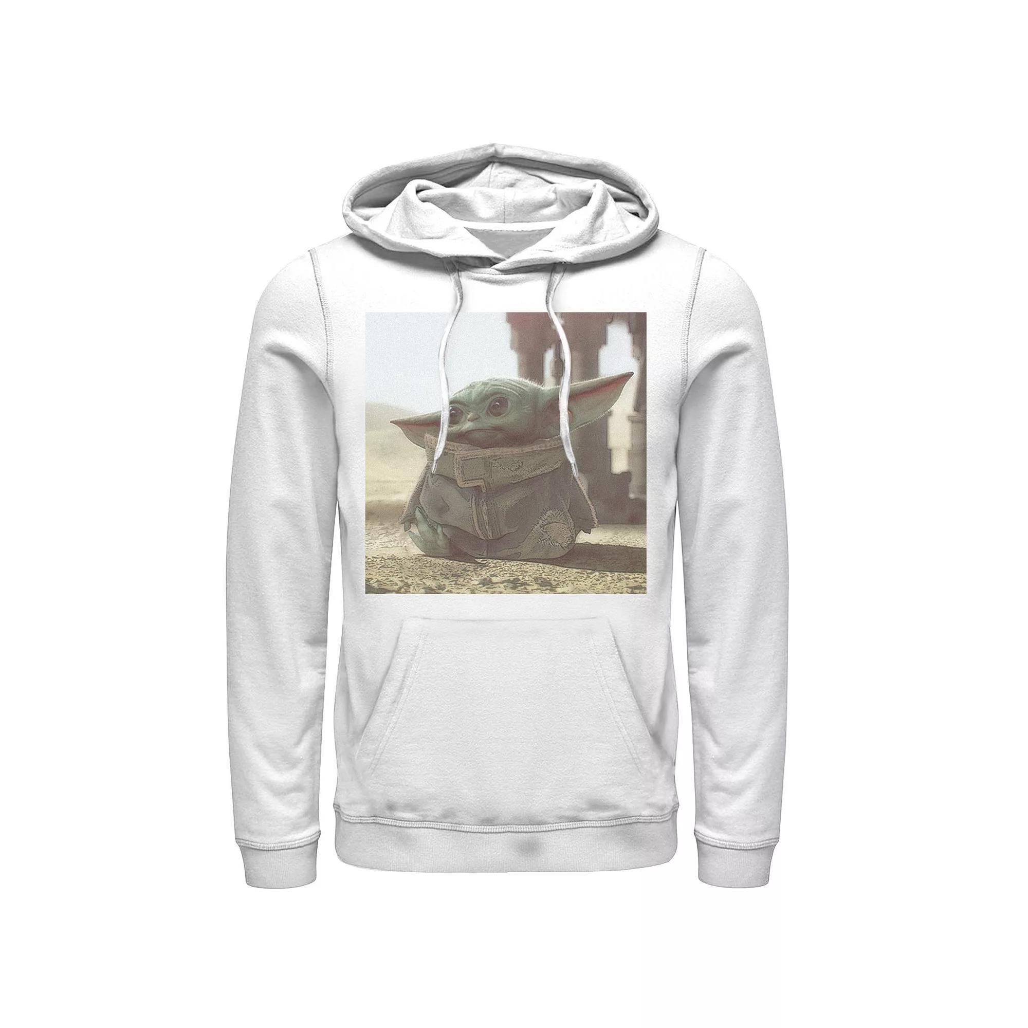 Mens Star Wars The Mandalorian The Child Photograph Hoodie Athletic Grey Product Image