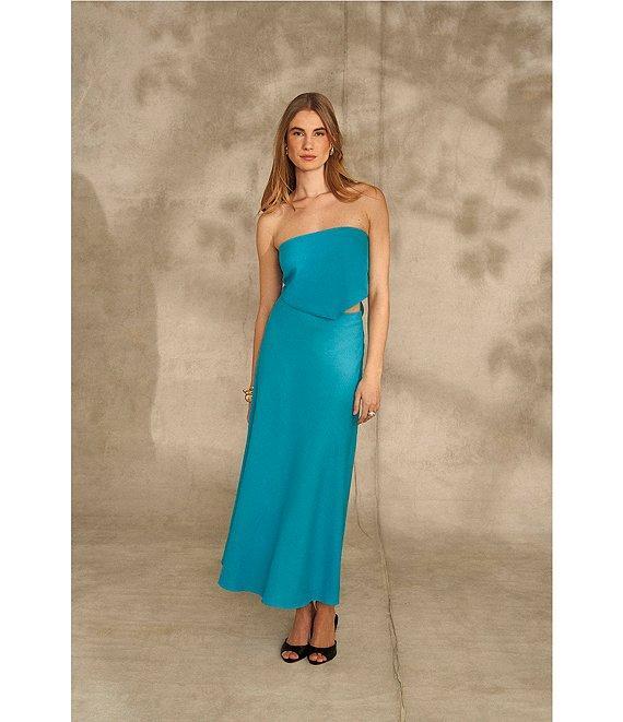 1. STATE Strapless Tie Back Coordinating Cropped Linen Blend Triangle Top Product Image