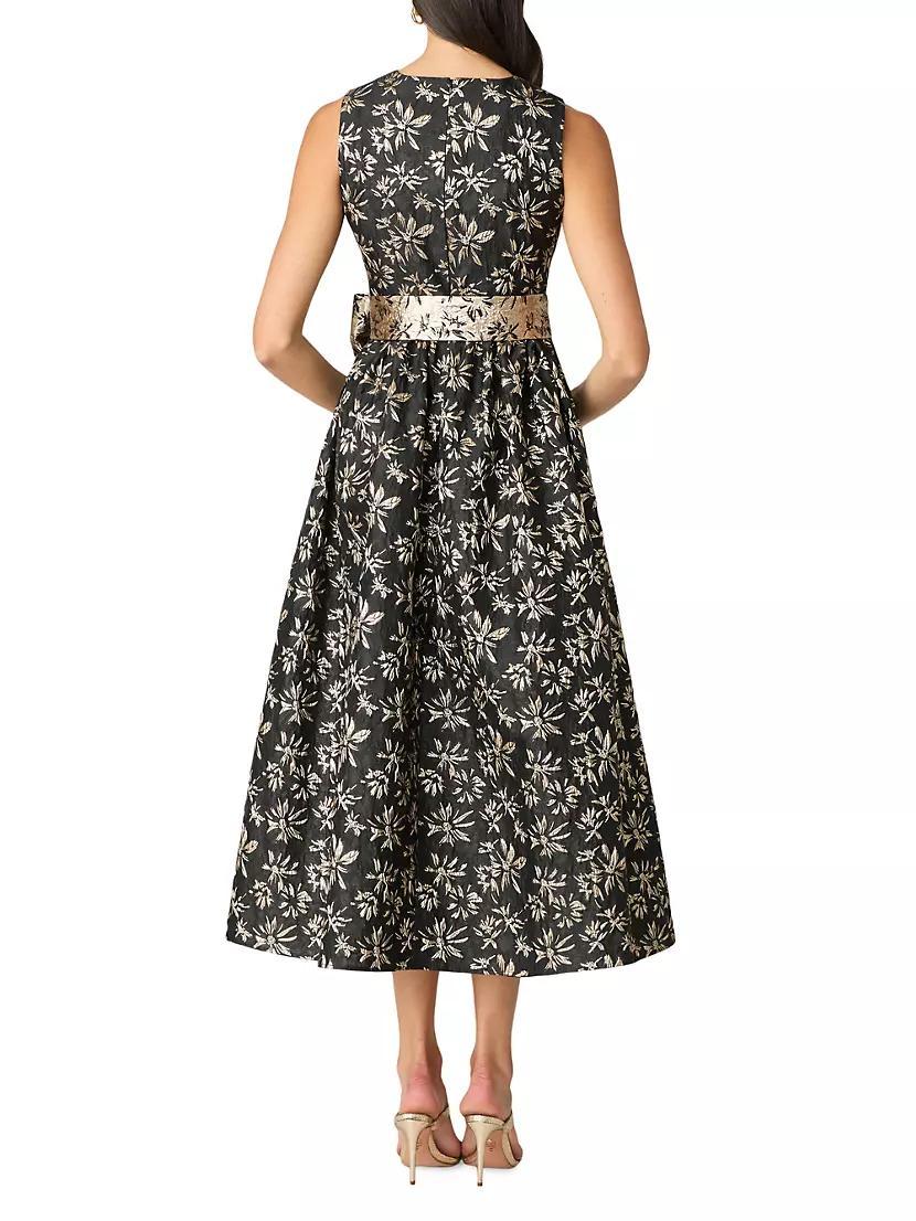 Serra Metallic Jacquard Sleeveless Midi-Dress Product Image