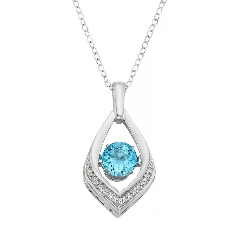 Blue Topaz & Diamond Accent Sterling Silver Pendant Necklace, Women's, Size: 16" Product Image