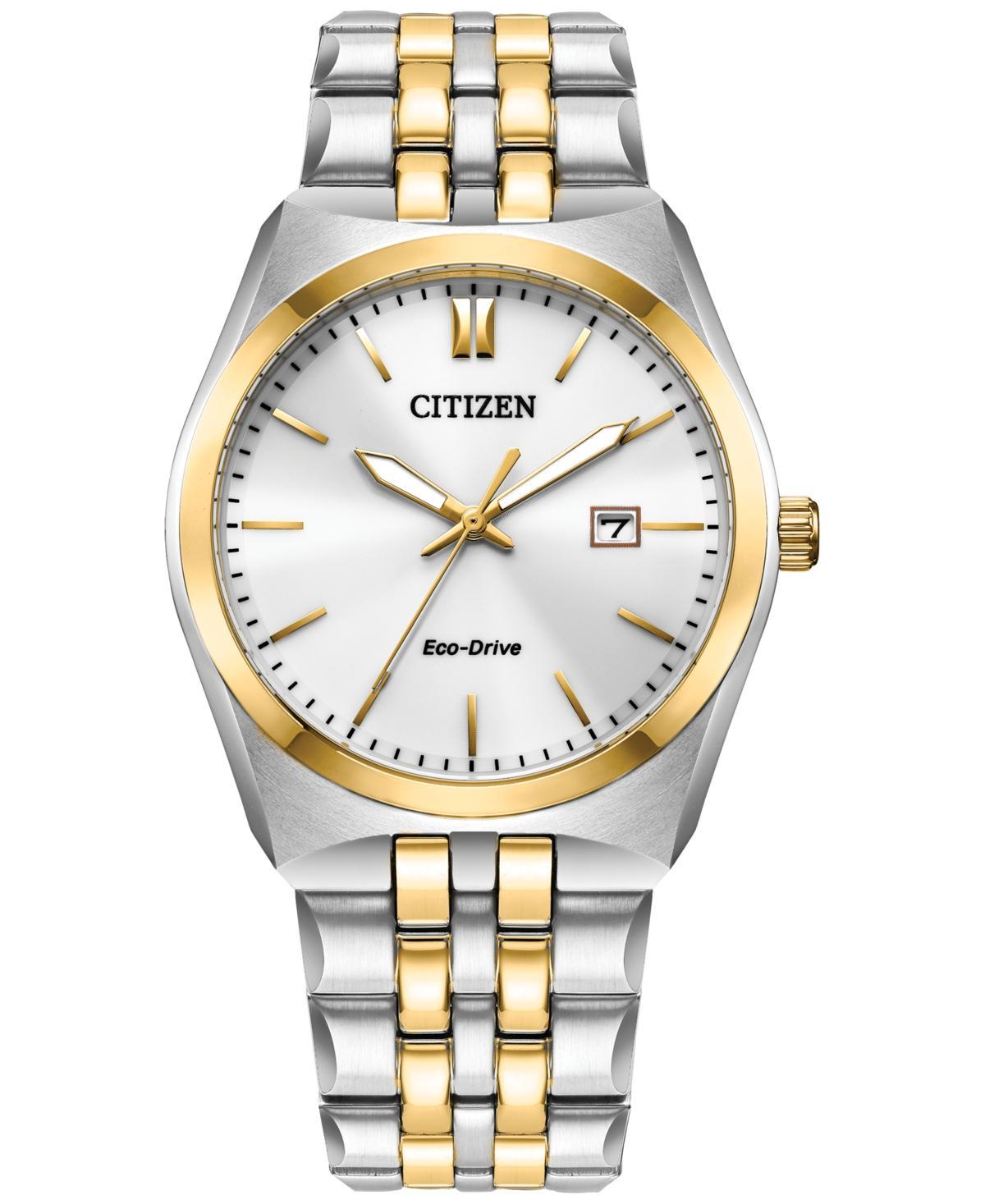 Citizen Eco-Drive Corso Mens Two-Tone Stainless Steel Bracelet Watch Gold Silver Product Image