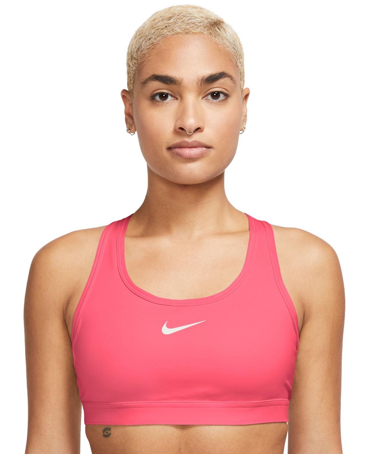 Nike Women's Swoosh Medium Support Sports Bra in White/White Size 2XL 100% Polyester/Spandex Product Image