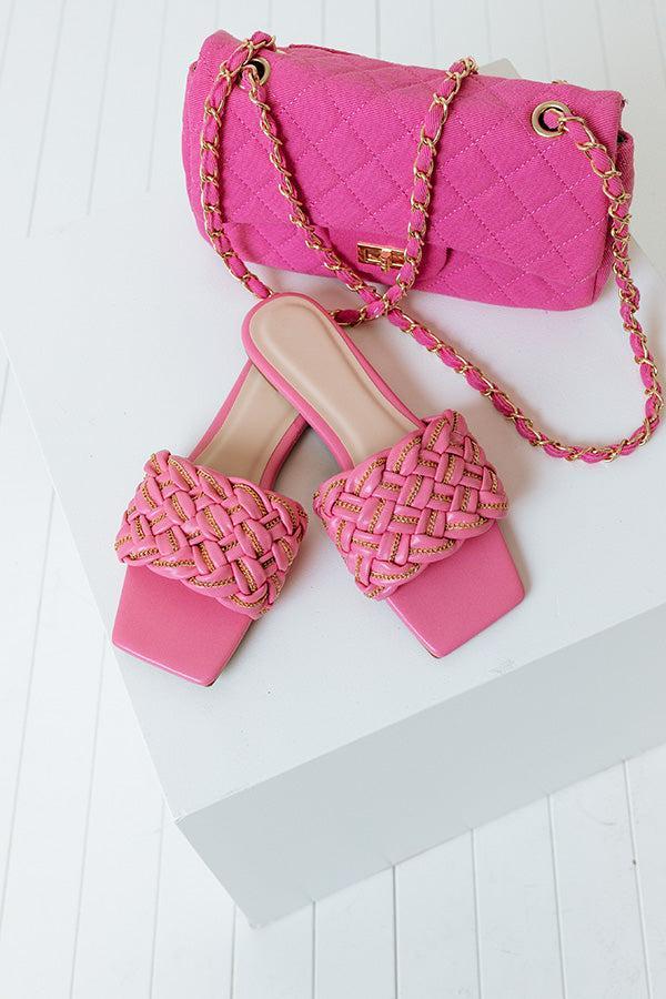The Lizabeth Faux Leather Braided Sandal In Pink Product Image