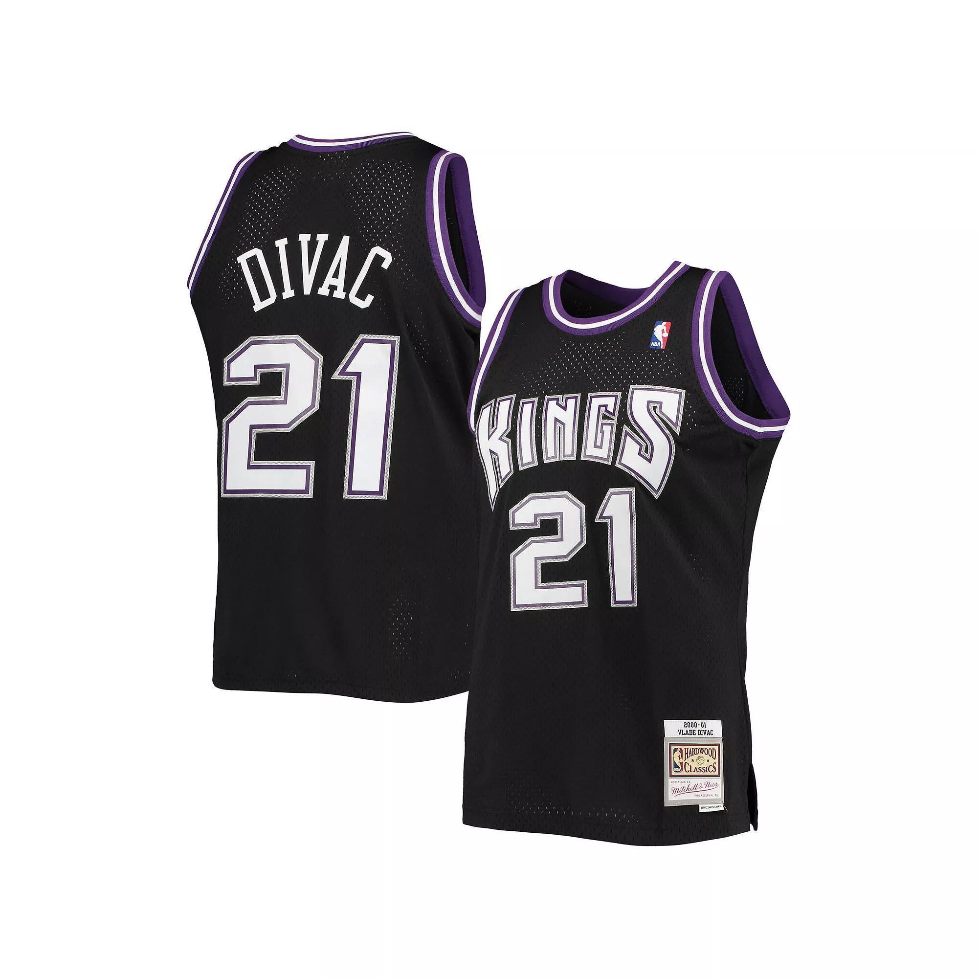 Men's Mitchell & Ness Vlade Divac Black Sacramento Kings 2000-01 Team Hardwood Classics Swingman Jersey, Size: Small, Kng Black Product Image