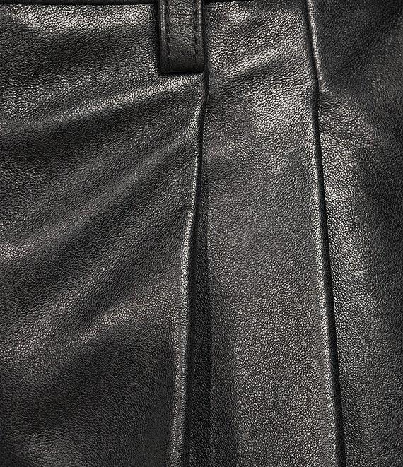 Antonio Melani Palmer Genuine Leather Pleated High Rise Shorts Product Image