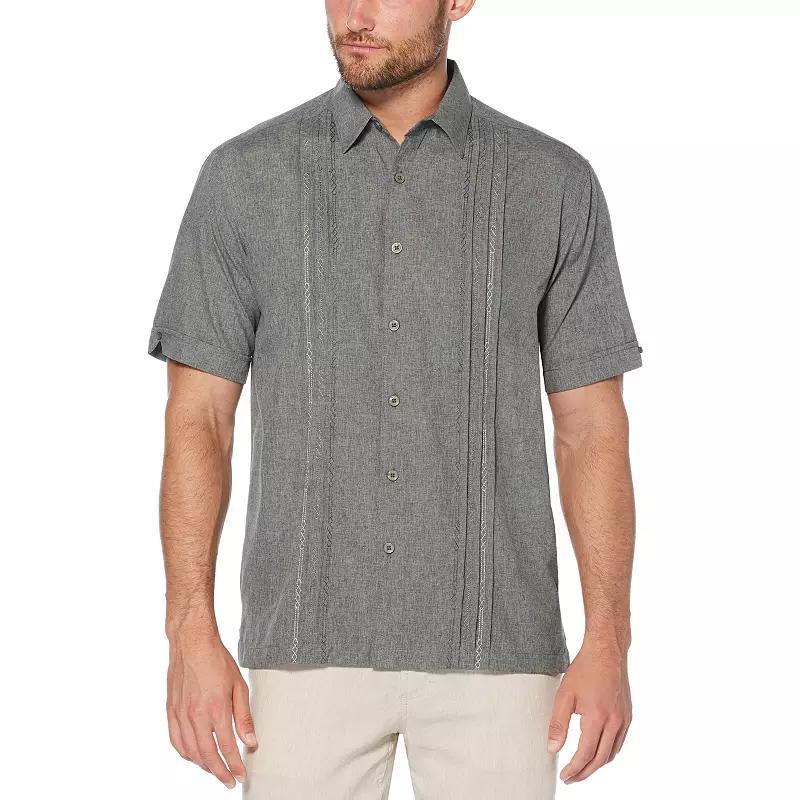 Men's Cubavera Classic-Fit Embroidered Paneled Chambray Button-Down Shirt, Size: Large, Light Blue Product Image