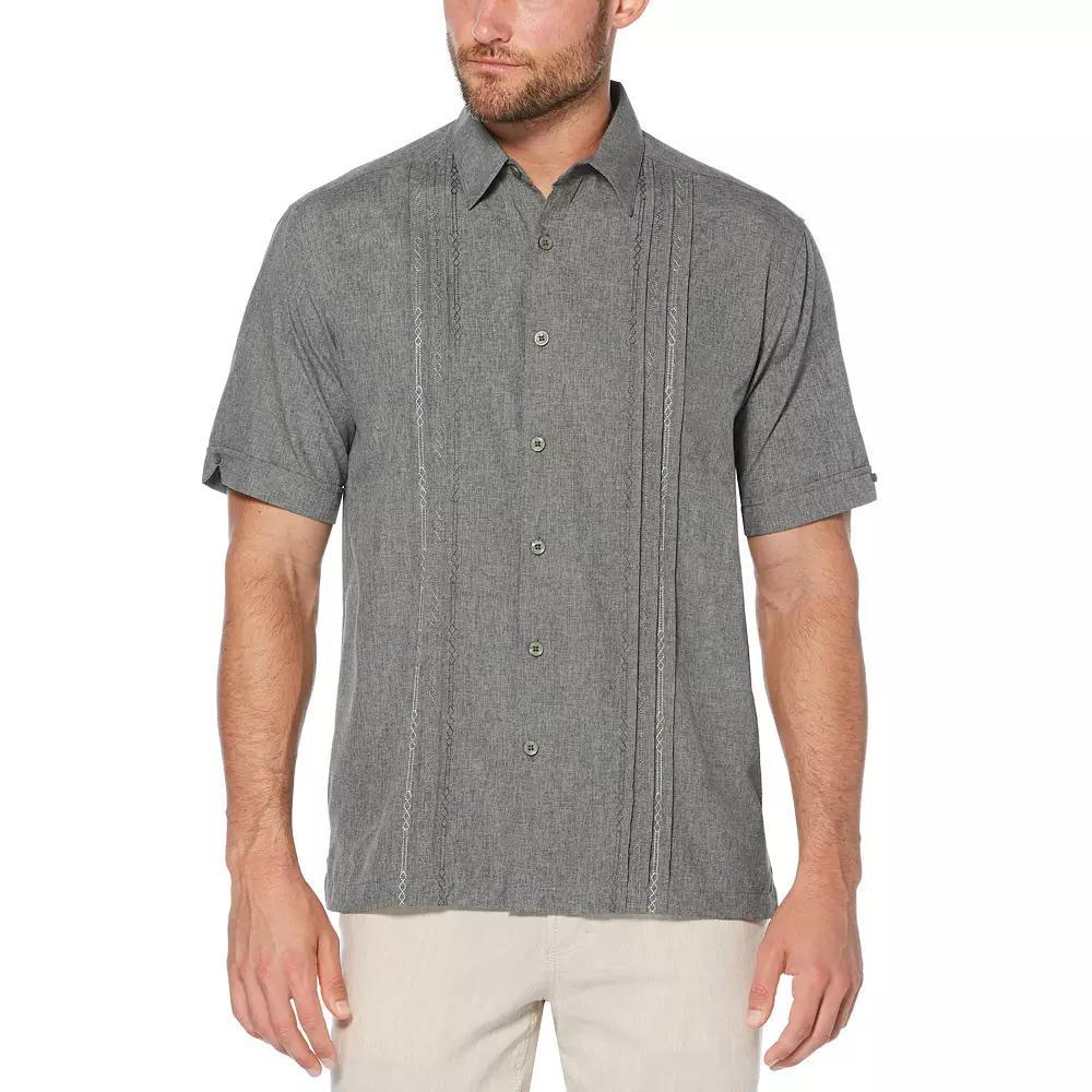 Men's Cubavera Classic-Fit Embroidered Paneled Chambray Button-Down Shirt, Size: Large, Light Blue Product Image