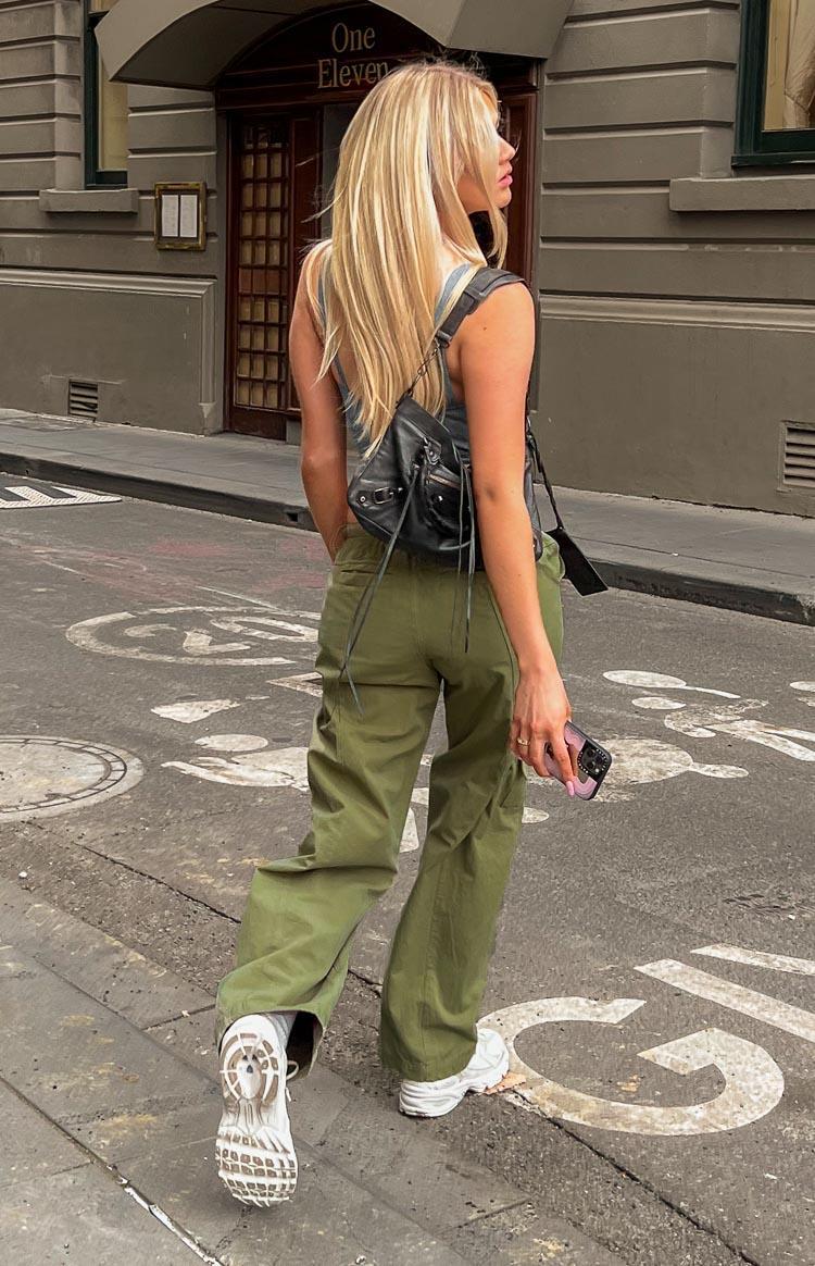 Millie Khaki Low Rise Cargo Trousers Product Image