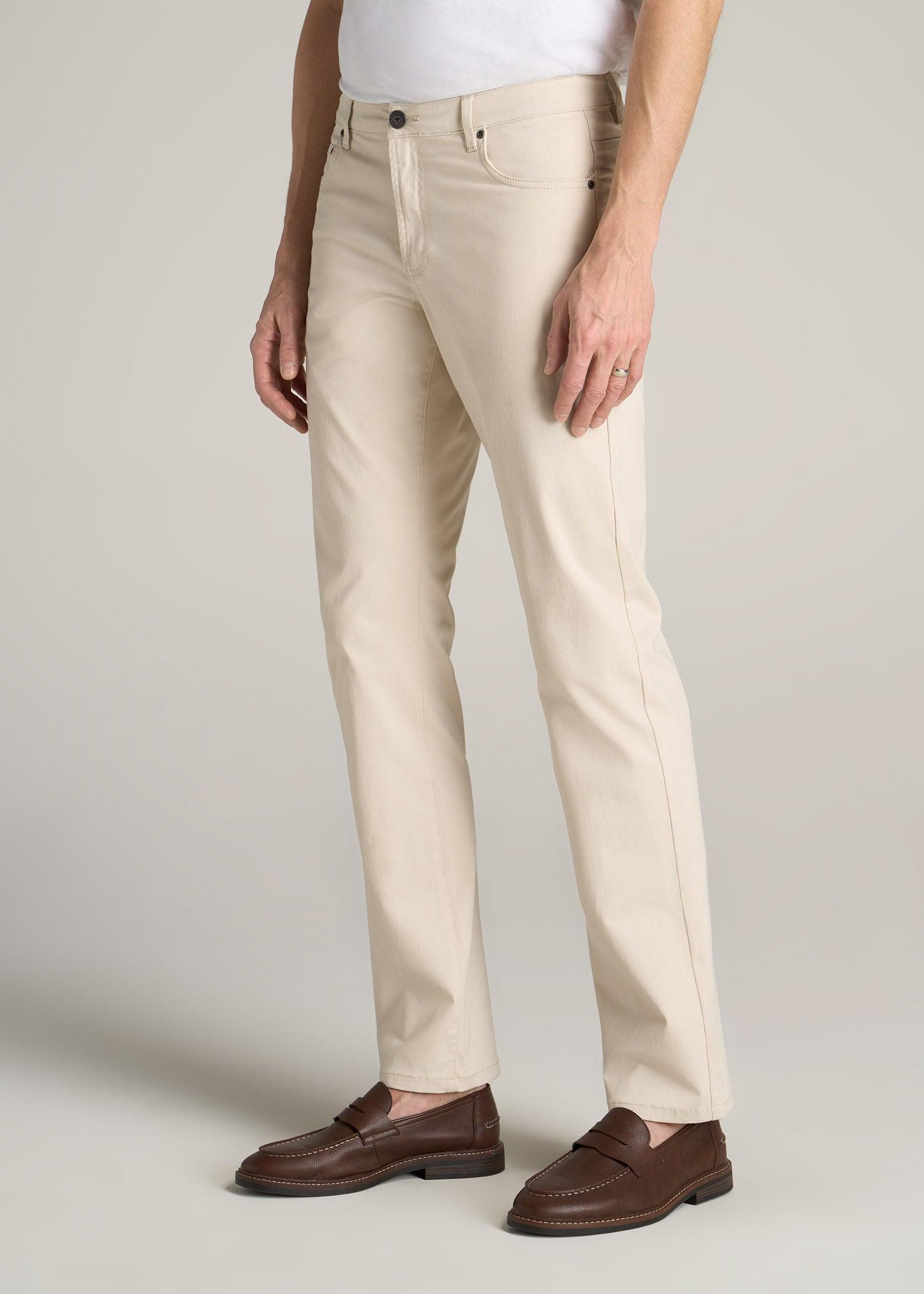 Carman TAPERED Fit Five Pocket Pants for Tall Men in Soft Beige Product Image