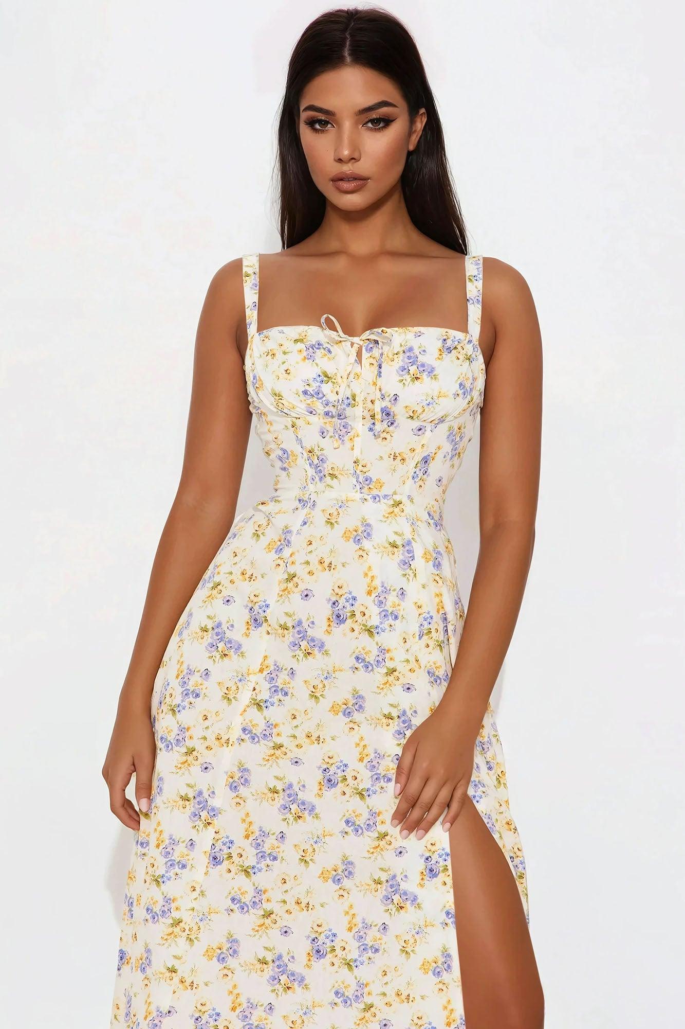 Raina Poplin Maxi Dress - Cream/combo Product Image