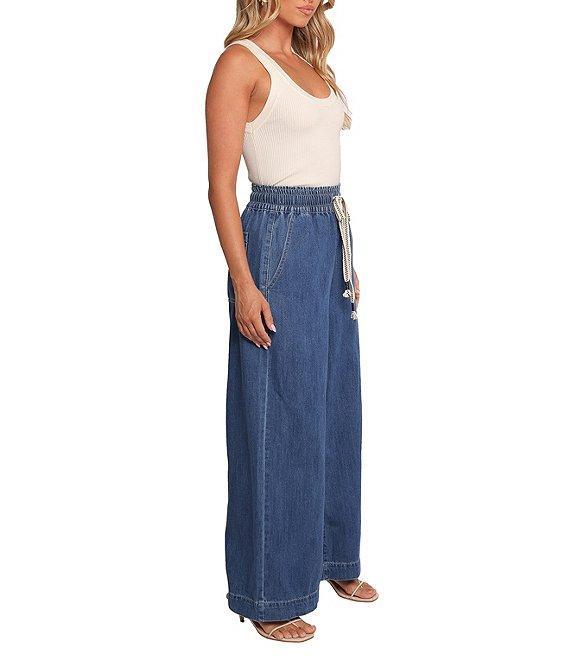 Petal & Pup Jenni Elastic Drawstring Waist Wide Leg Pull-On Denim Pants Product Image