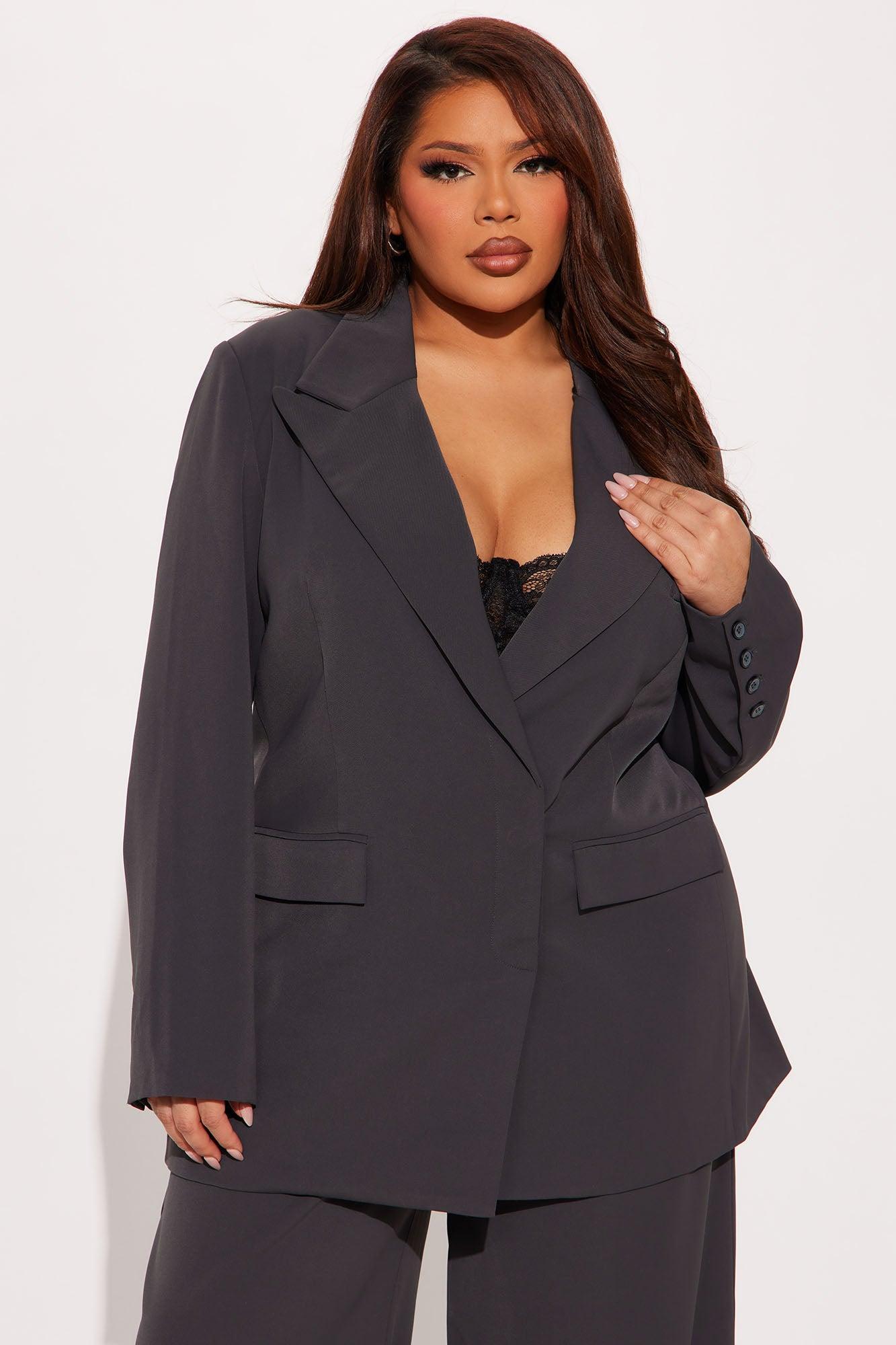 High Returns Oversized Blazer - Charcoal Product Image