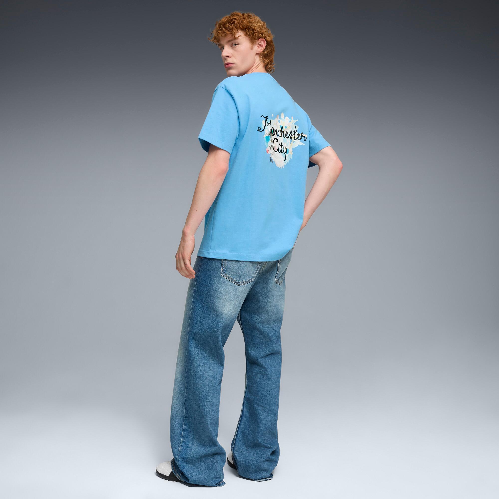 PUMA KIDSUPER x MANCHESTER CITY Graphic T-Shirt Men in Team Light Blue/Black Product Image