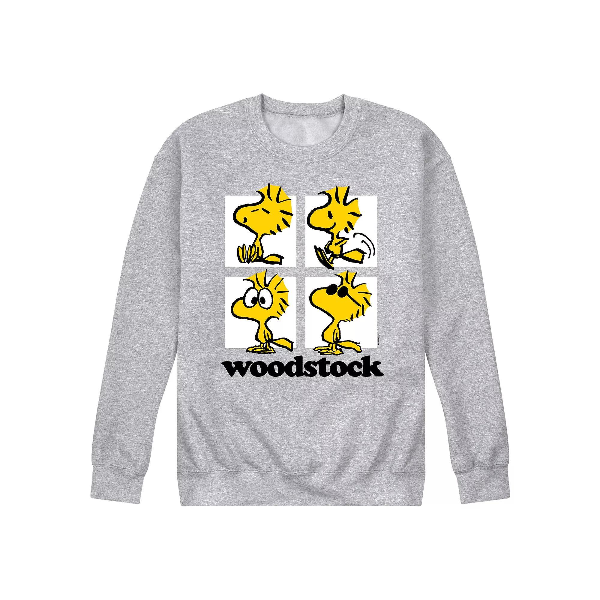 Mens Peanuts Woodstock Grid Long Sleeve Grey Gray Product Image