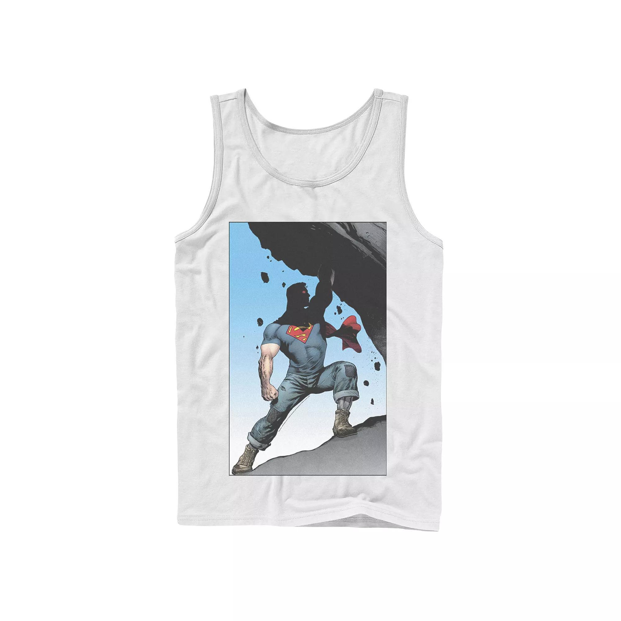 Men's DC Comics Superman Power Lift Comic Poster Tank Top, Size: Large, White Product Image