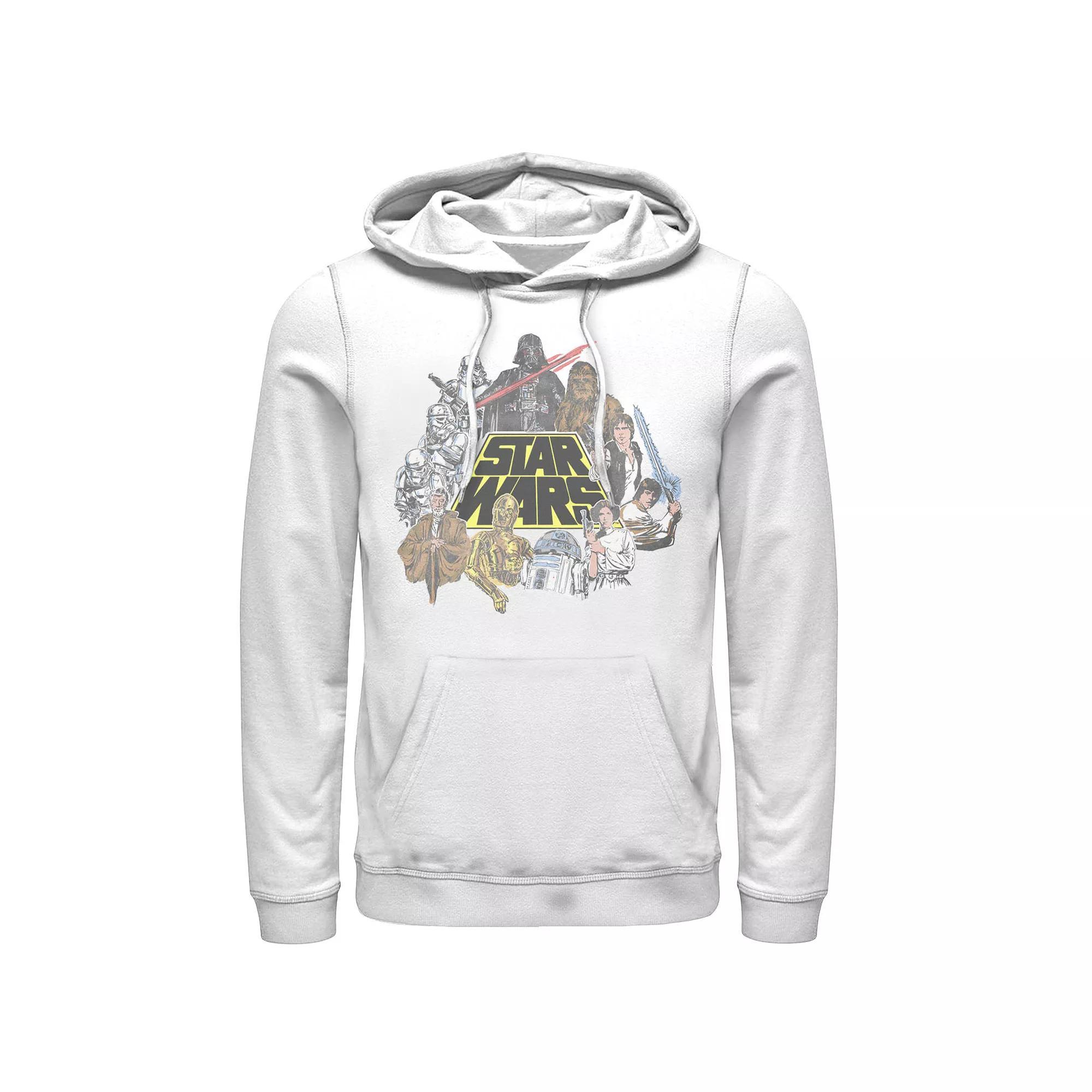 Mens Star Wars Classic Characters Cast Line Art Graphic Pullover Hoodie Product Image