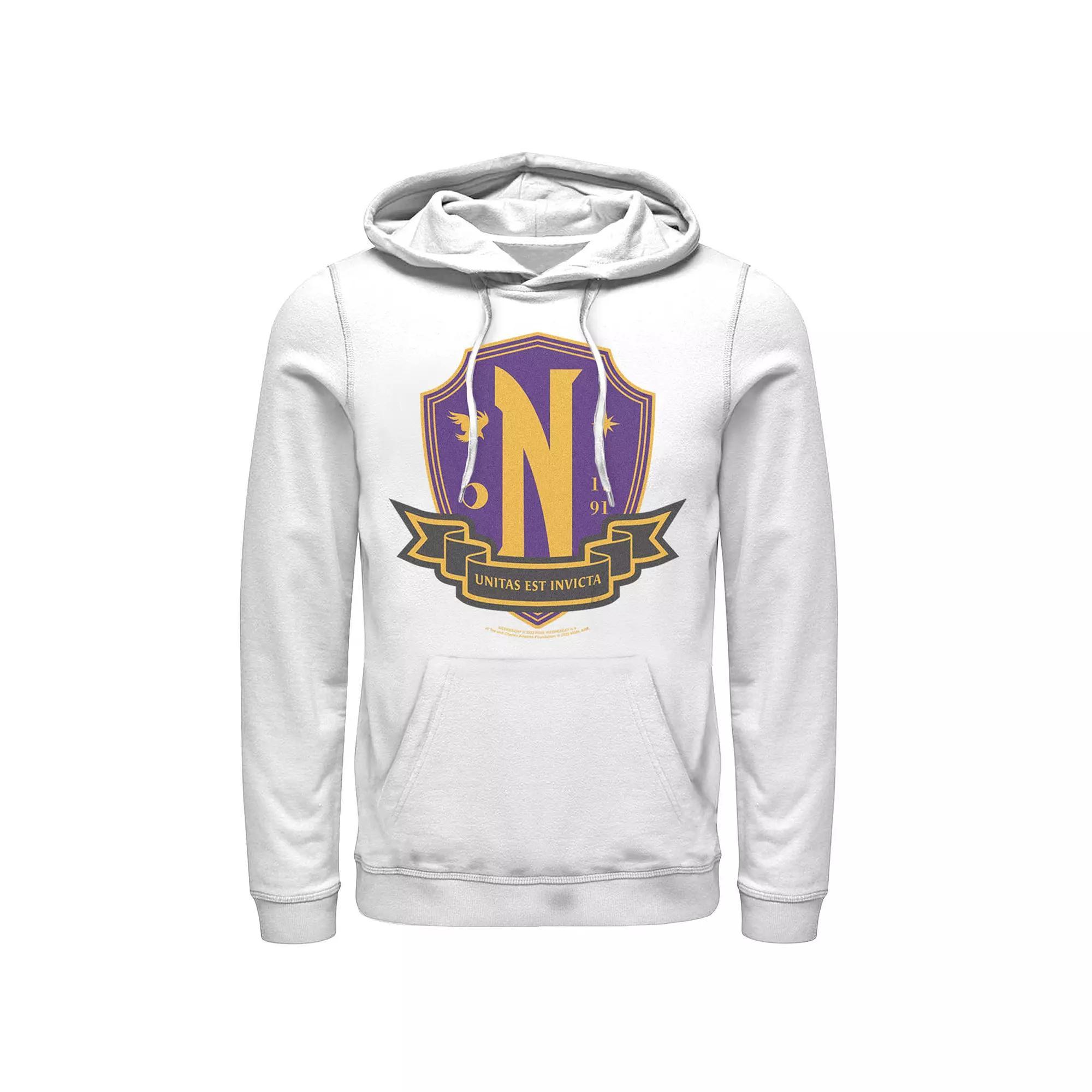 Men's Wednesday Unitas Est Invicta Graphic Hoodie, Size: Medium, White Product Image