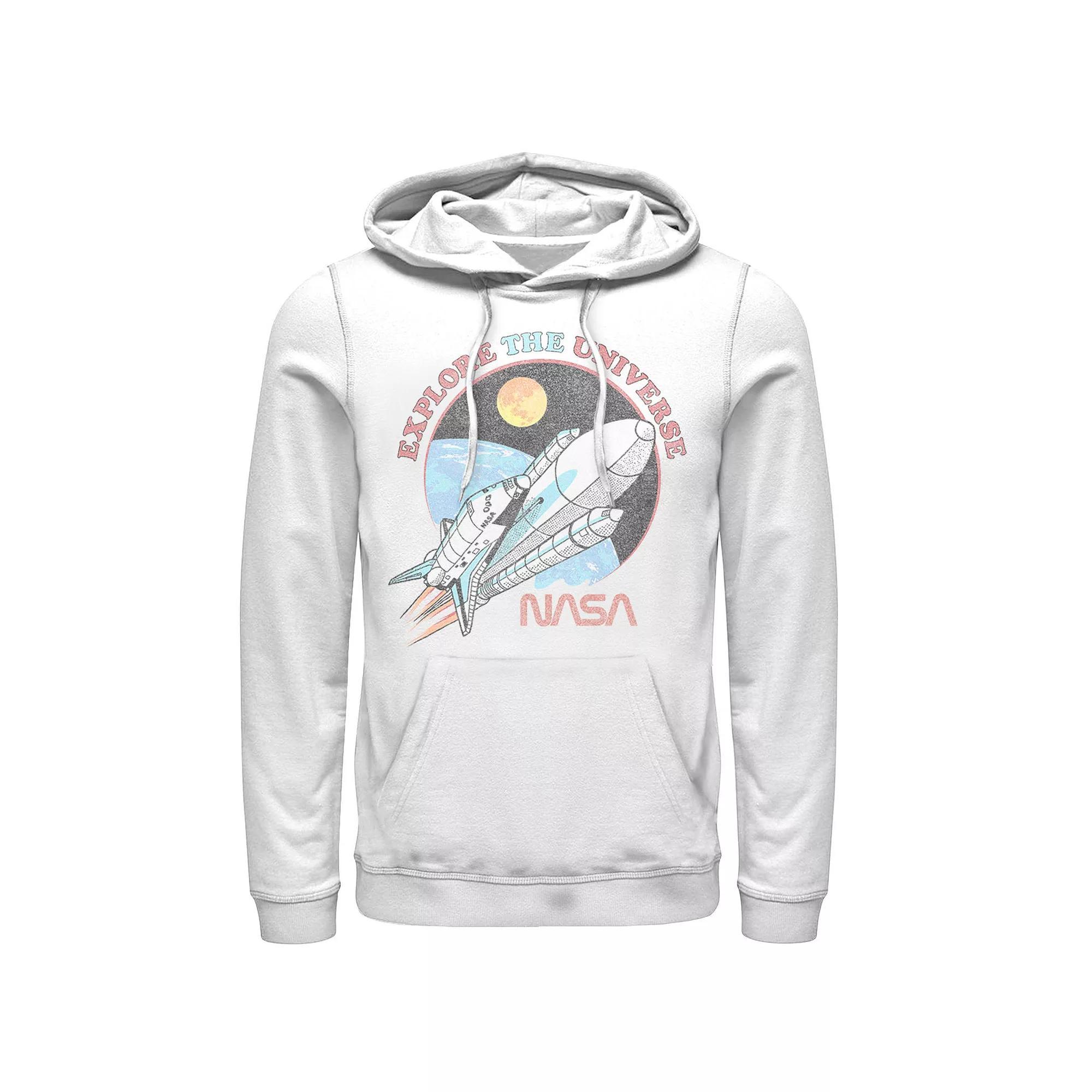 Men's NASA Explore The Universe Circle Portrait Hoodie, Size: XL, White Product Image
