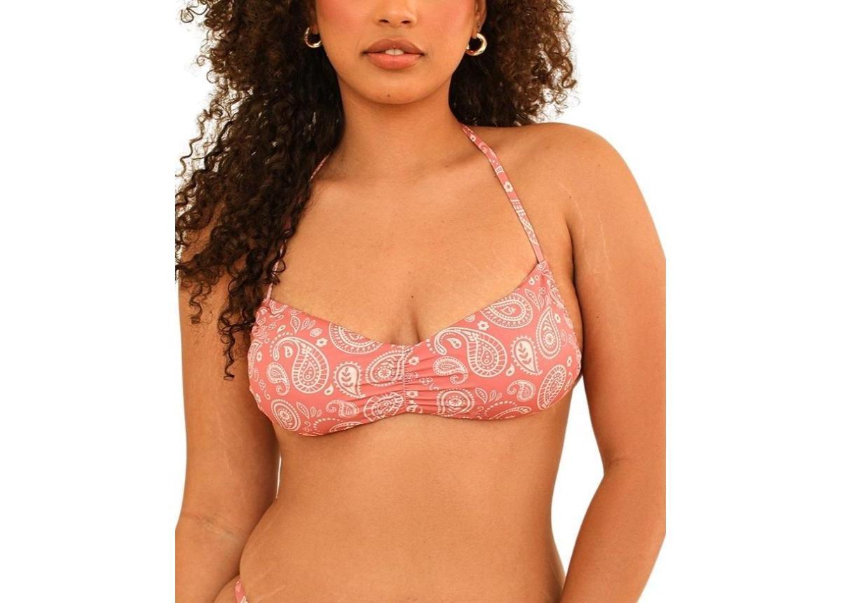Dippin' Daisy's Women's Christina Tie Bandeau Bikini Top in Yellow/Green - Product Image