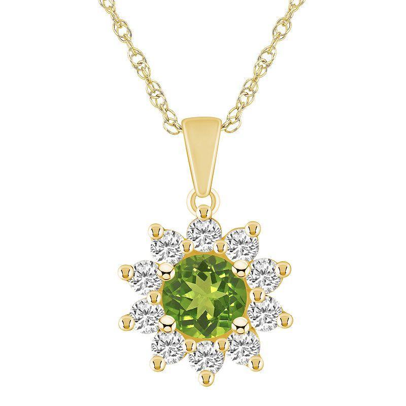 Alyson Layne 14k Gold Round Citrine & 5/8 Carat T.W. Diamond Pendant Necklace, Women's, Size: 18" Product Image