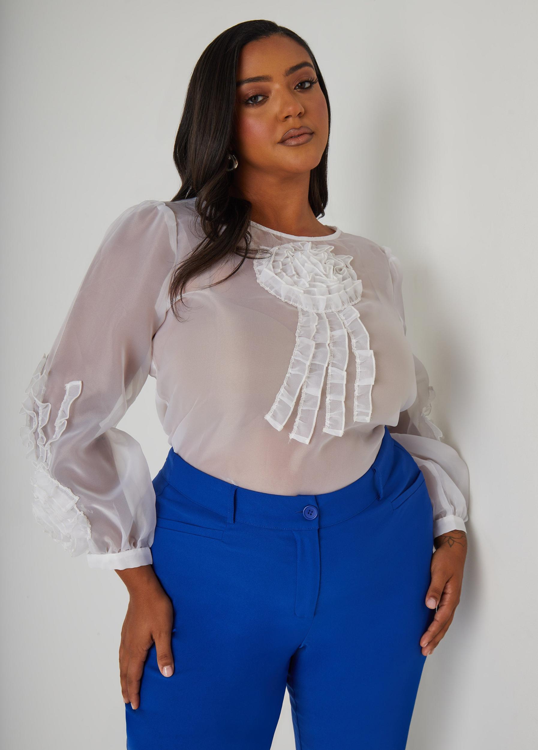 Ruffled Rosette Blouse Product Image