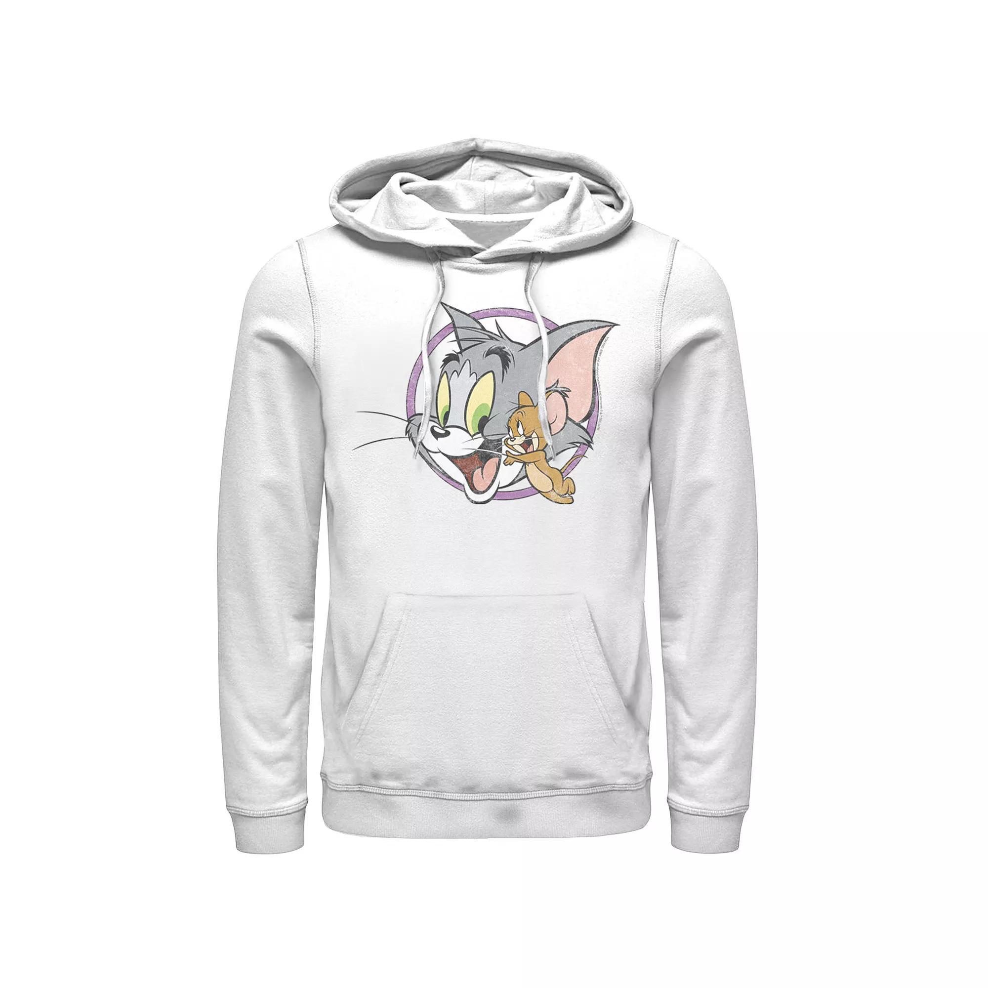 Men's Tom & Jerry Group Hoodie, Size: Small, White Product Image