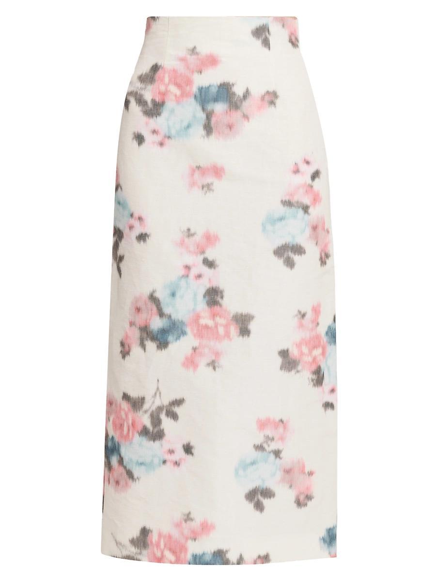 Womens Floral Taffeta Pencil Midi-Skirt Product Image