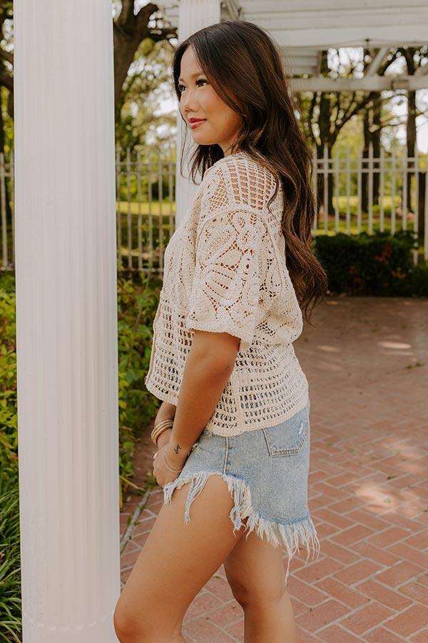 Oasis Breeze Crochet Button Up Top Product Image