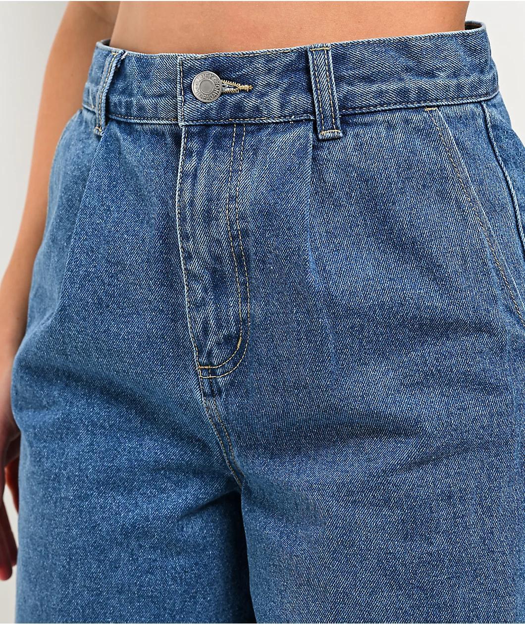 Obey Eli Pleated Light Indigo Denim Shorts Product Image