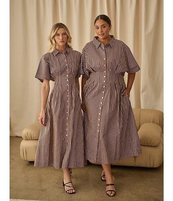 Sugarlips Plus Size Striped Dolman Sleeve Shirt Dress Product Image