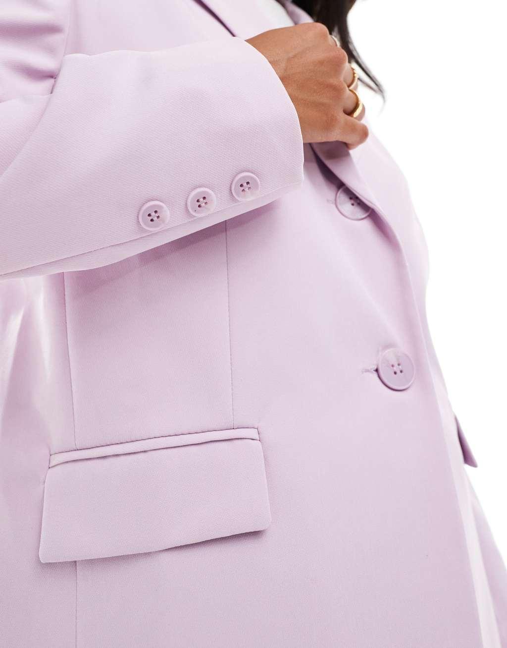 Miss Selfridge Petite oversized single breasted blazer in lilac Product Image