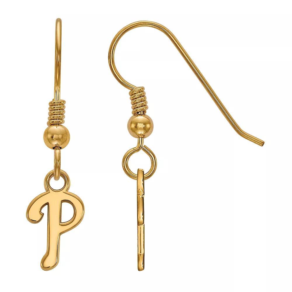 LogoArt Sterling Silver Philadelphia Phillies Extra-Small Dangle Earrings, Women's, Size: 29 mm, Gold Tone Product Image