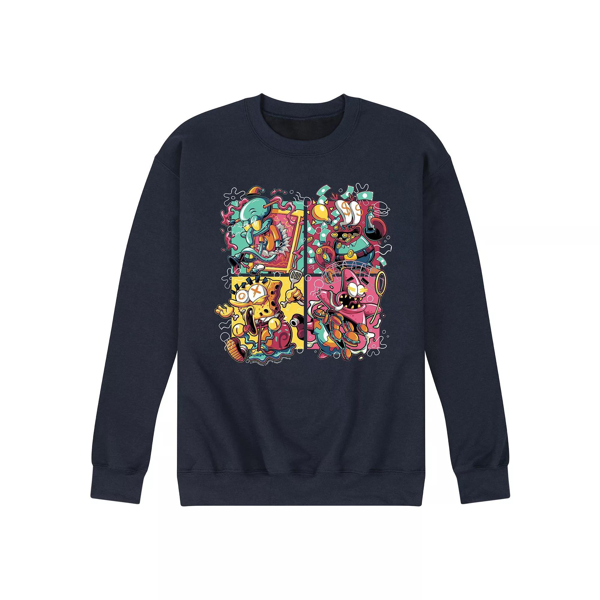 Mens SpongeBob SquarePants Krusty Fleece Sweatshirt Blue Product Image