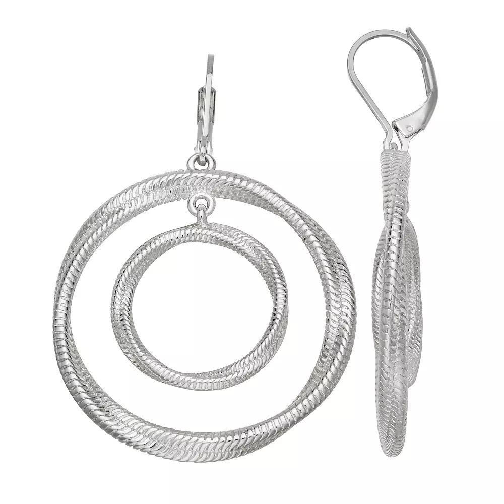 Napier Silver Tone Twisted Orbital Drop Earrings, Womens Product Image