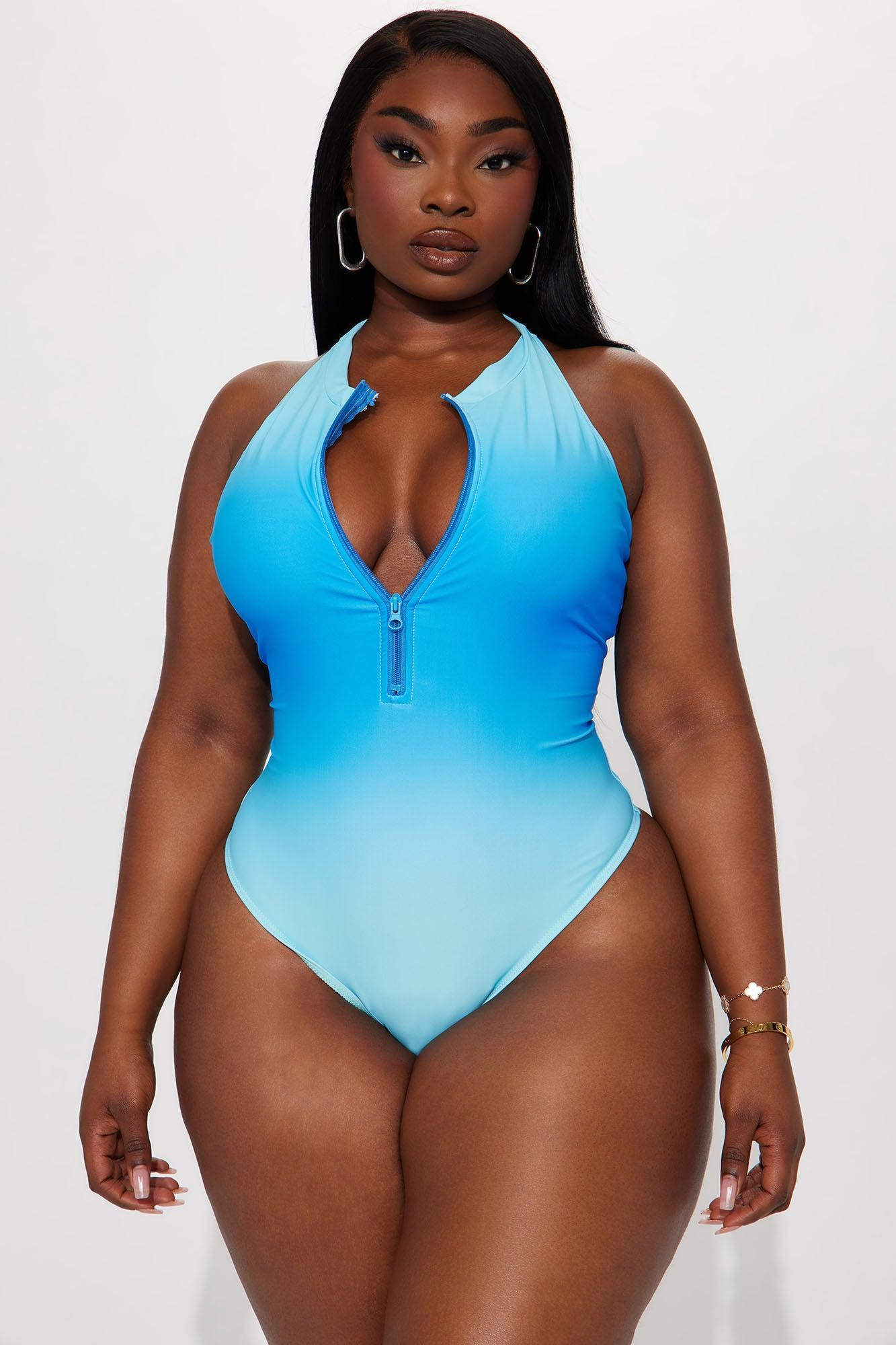 Evelyn Zip Up 1 Piece Swimsuit - Blue/combo Product Image