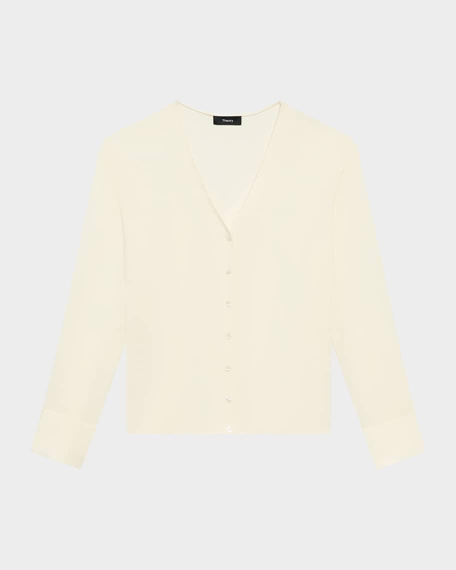 Modern Silk Georgette Cardigan Blouse Product Image