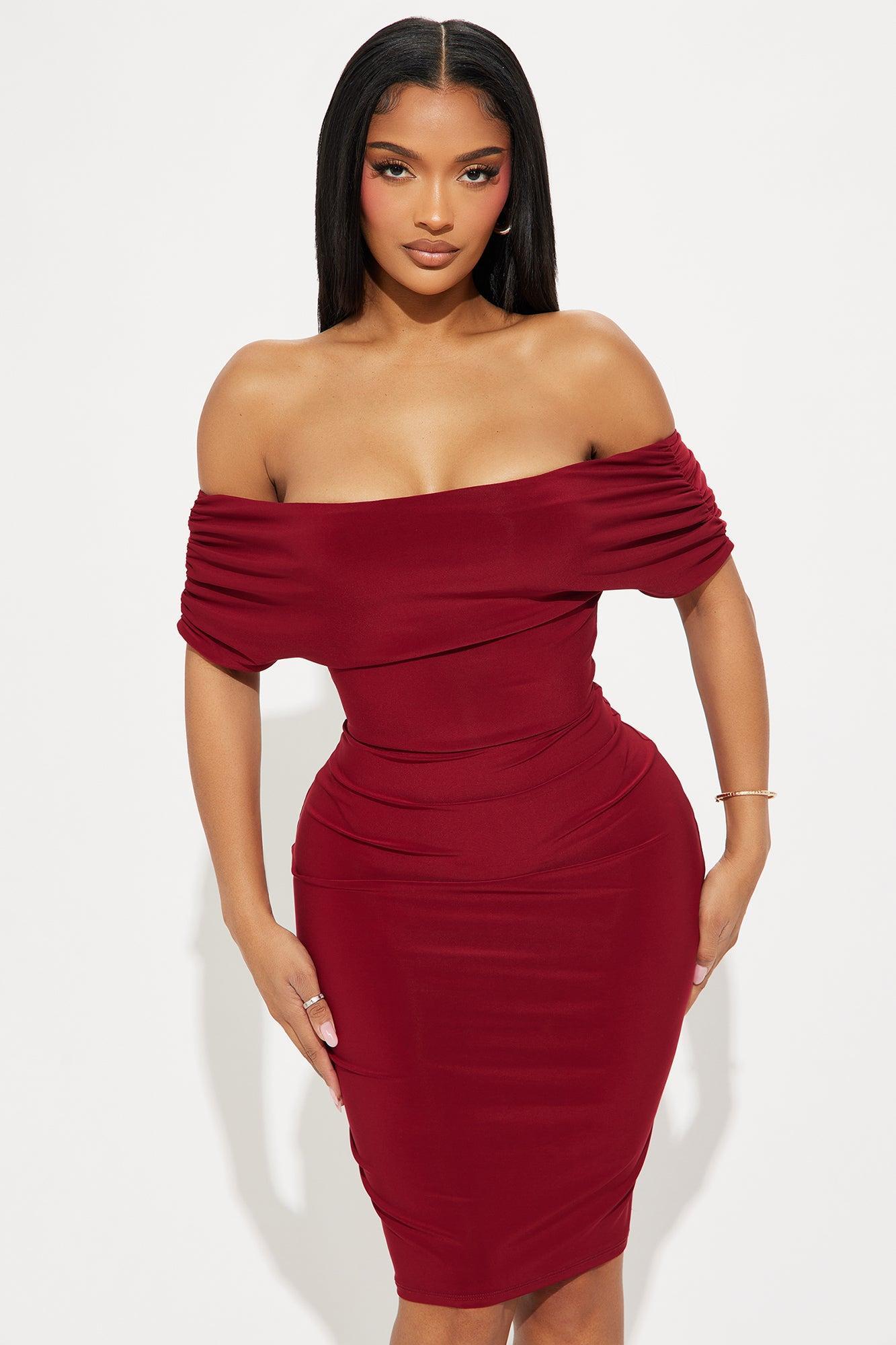 Rowena Twist Back Midi Dress - Burgundy Product Image