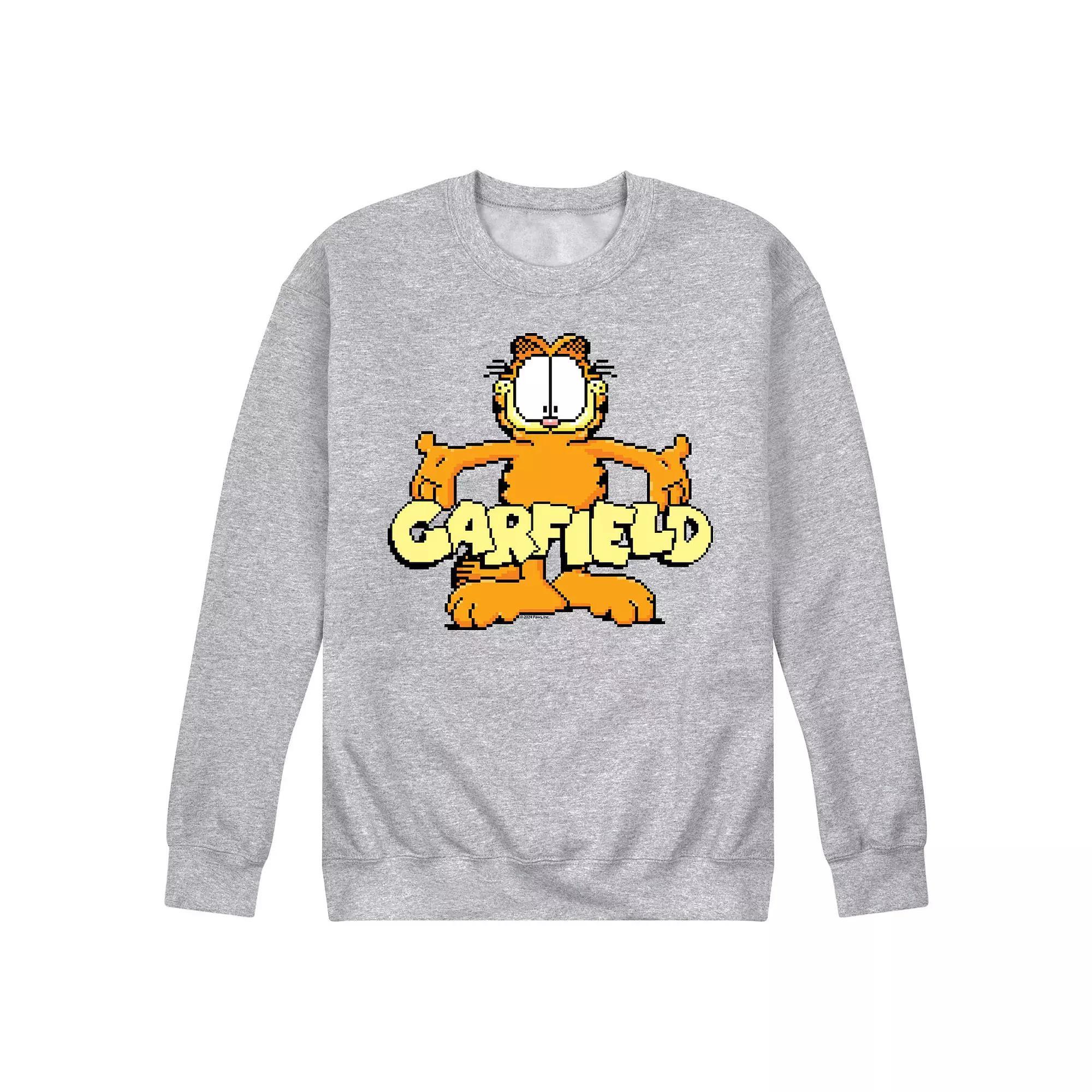 Mens Garfield Standing Logo Fleece Sweatshirt Grey Gray Product Image