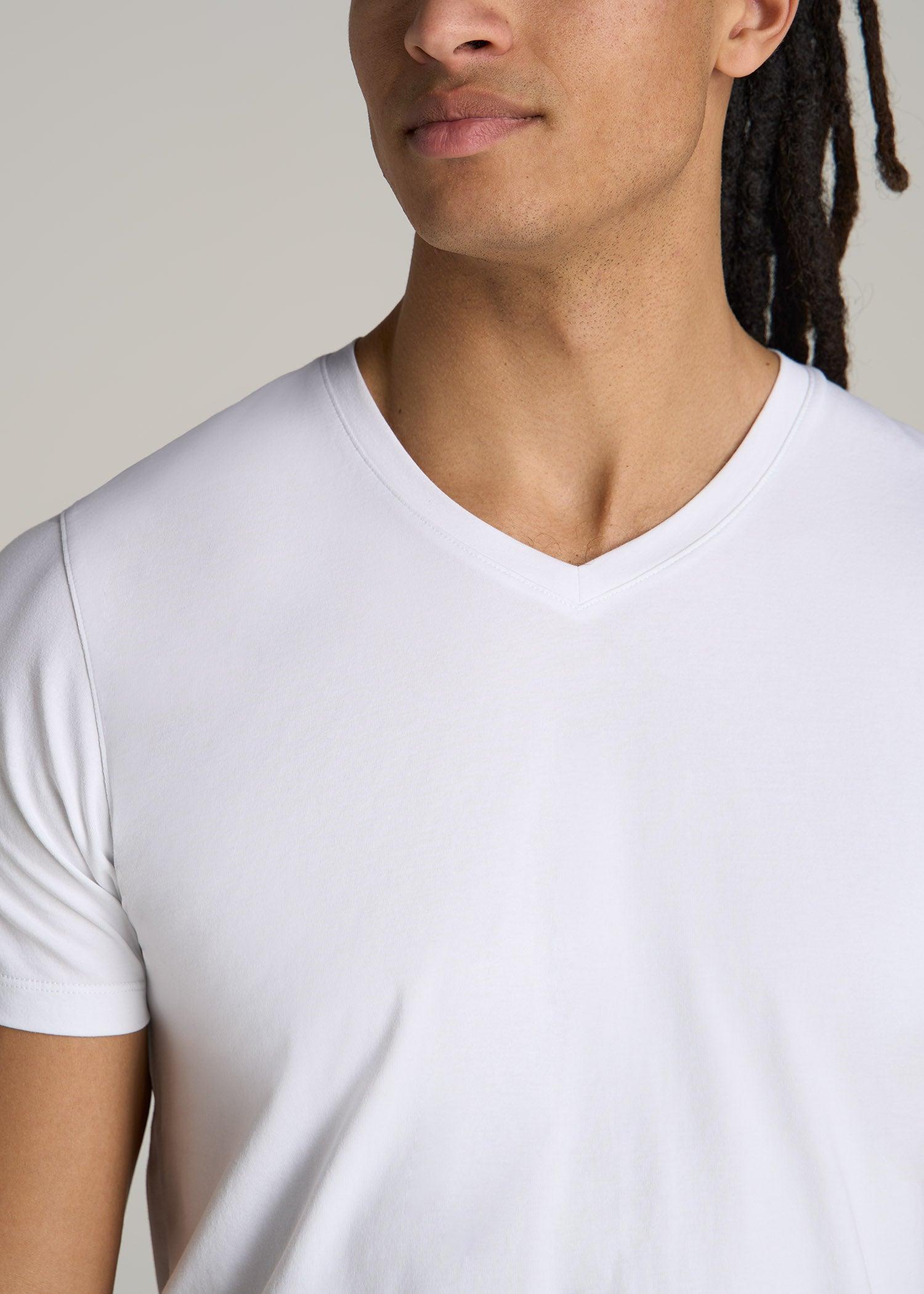 The Essential MODERN-FIT V-Neck Tee for Tall Men in White Male Product Image
