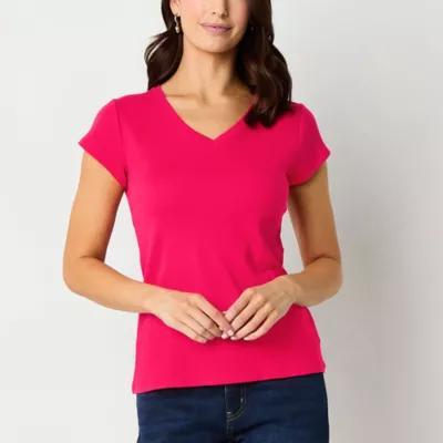 Liz Claiborne Womens V Neck Short Sleeve T-Shirt Product Image