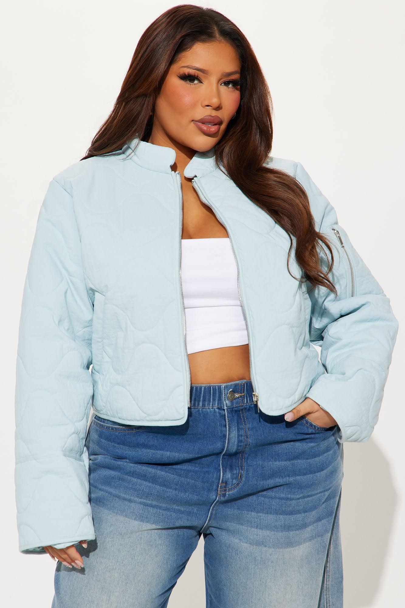 Chloe Quilted Lightweight Puffer Jacket - Light Blue Product Image