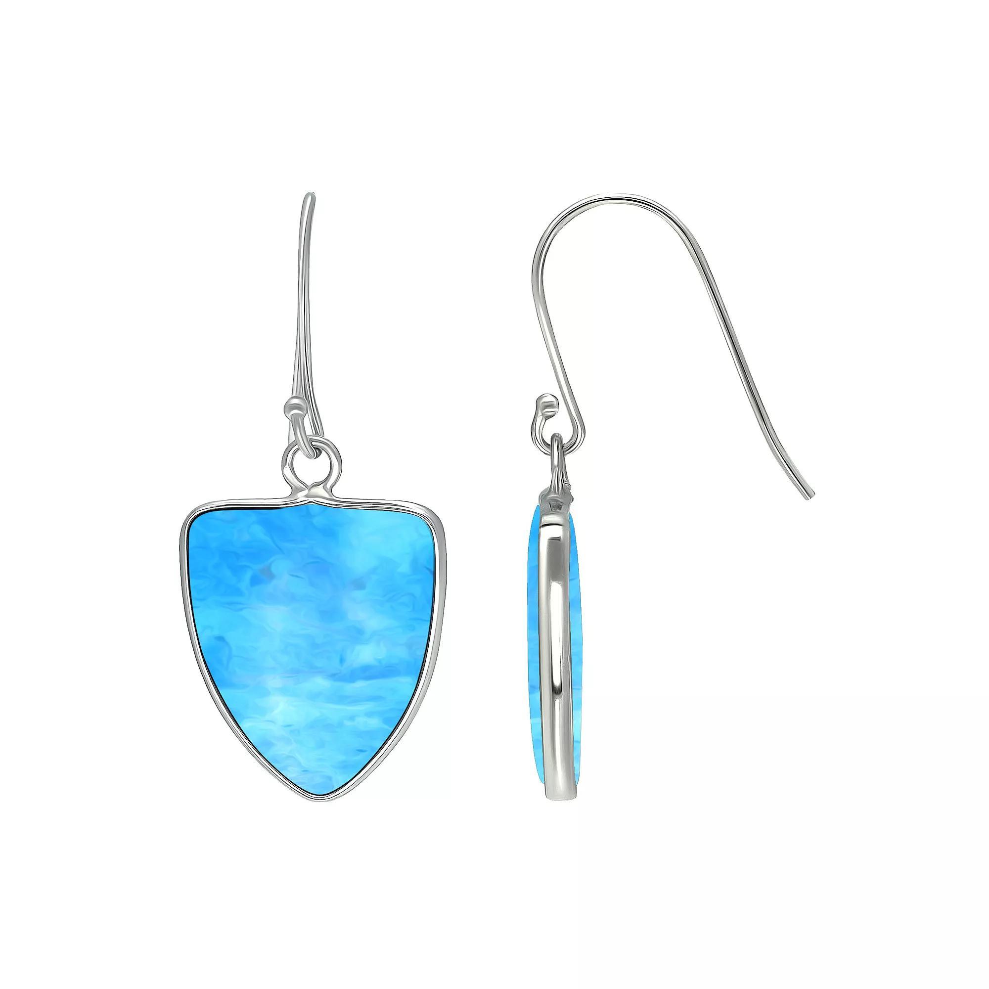 Aleure Precioso Sterling Silver Triangle Shaped Gemstone Drop Earrings, Womens, Dark Blue Product Image