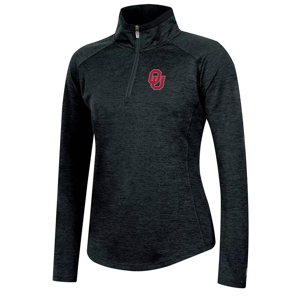 Womens Champion Heathered Black Oklahoma Sooners Core Raglan Quarter-Zip Jacket Product Image