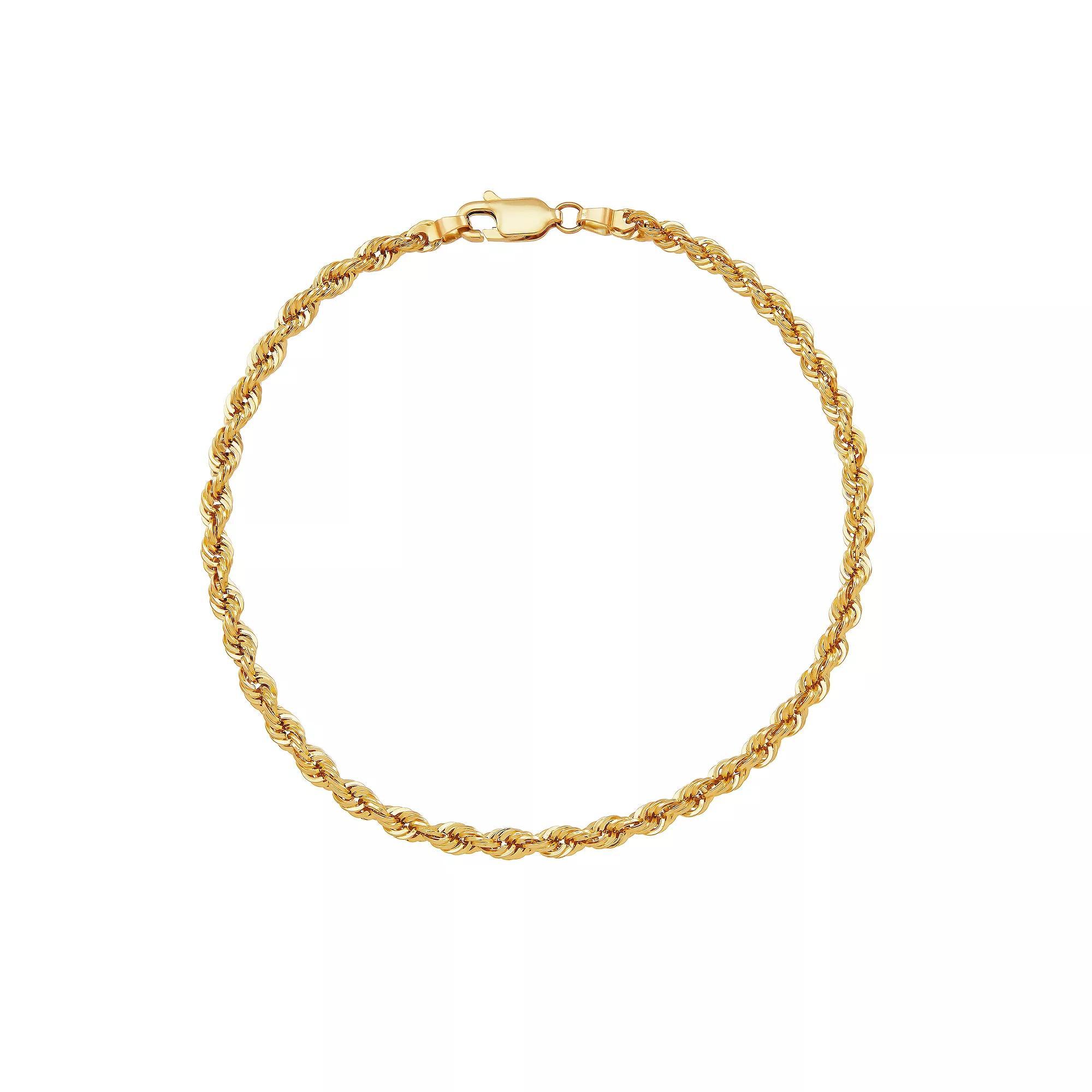 Everlasting Gold 14k Gold Hollow Glitter Rope Bracelet, Womens Product Image